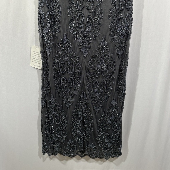 NEW $228 Pisarro Nights [‎ 2 ] Short Sleeve Beaded Midi Dress in Slate - Picture 14 of 14
